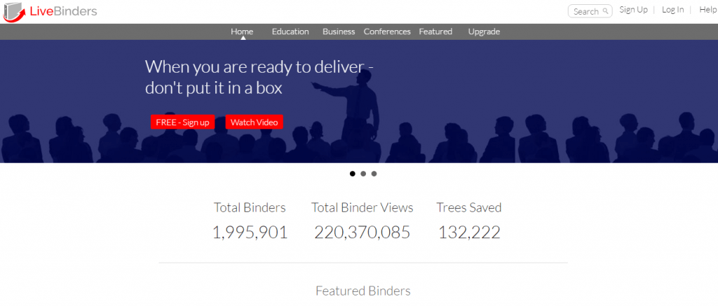 LiveBinders Website Screenshot