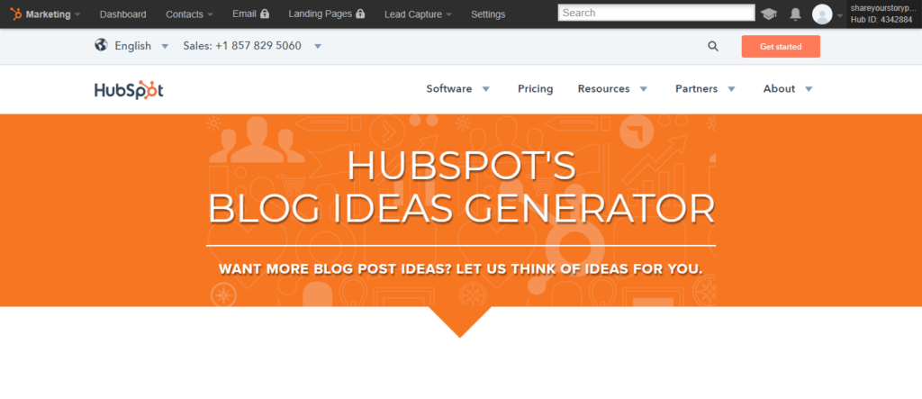 HubSpot Idea Generator Main Page