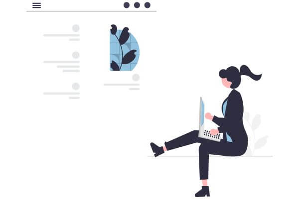 Illustration of woman designing websites