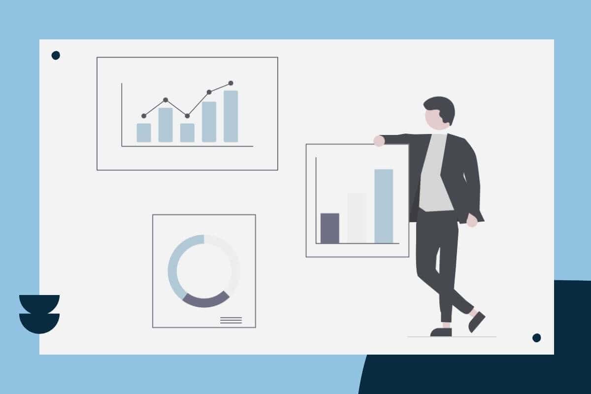Man looking at analytics charts
