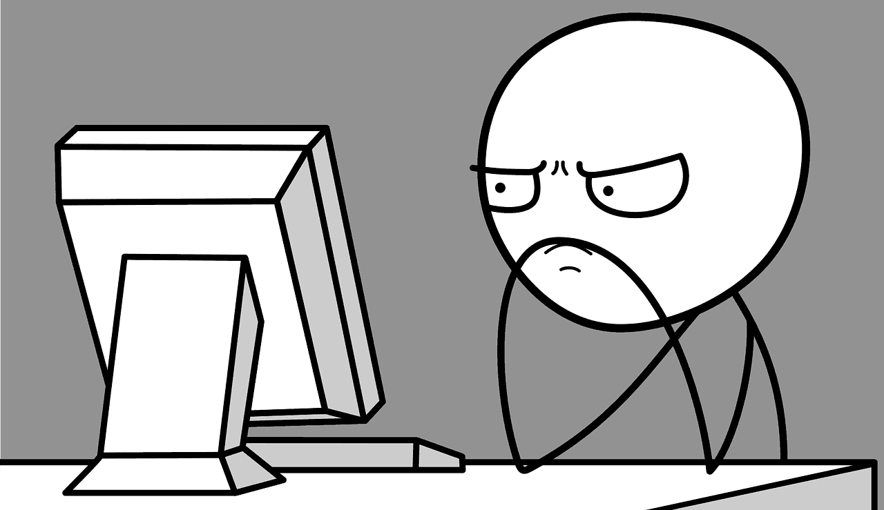Cartoon showing person with blogging overwhelm