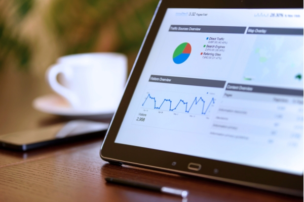 Tablet showing website analytics