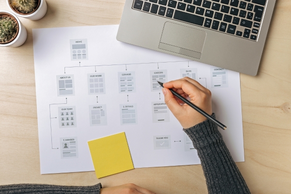 Person working on website sitemap